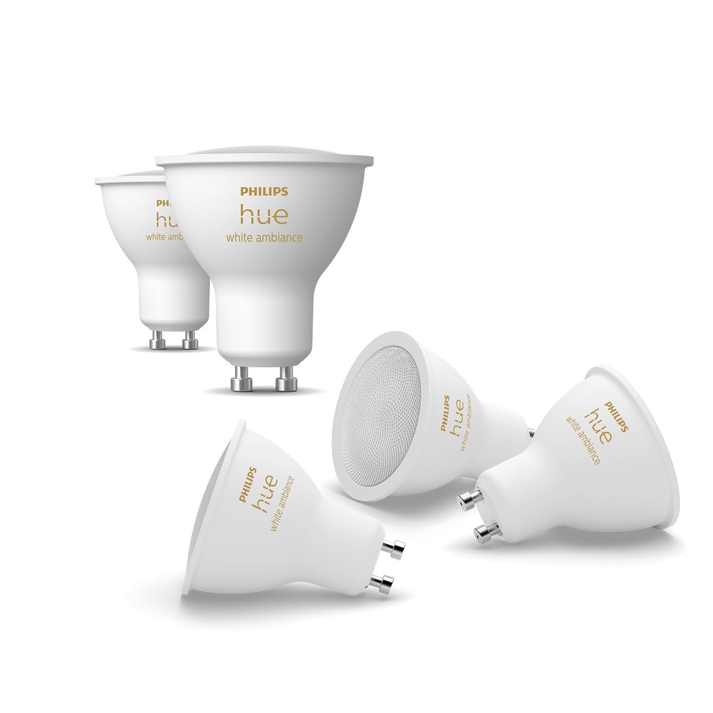 Philips Hue White Ambiance GU10 LED spot pack of 5 (400lm), dimmable LED lamps for the Hue lighting system with warm white/cold white light, smart light control via voice and app - 8721103090836