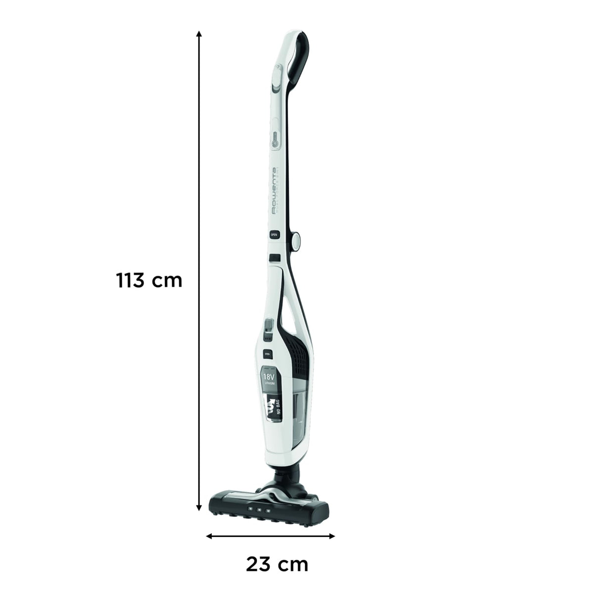 Rowenta RH6737 Dual Force 2-in-1 cordless vacuum cleaner, integrated handheld vacuum, foldable handle, very lightweight – only 2.5 kg, LED lighting, white, 45 min