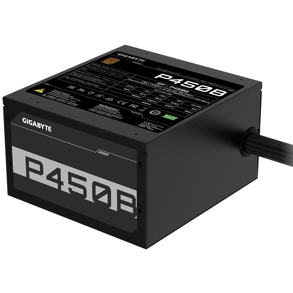 GIGABYTE P450B 450W ATX Power Supply, 80+ Bronze, 120 mm Fan - GP-P450B