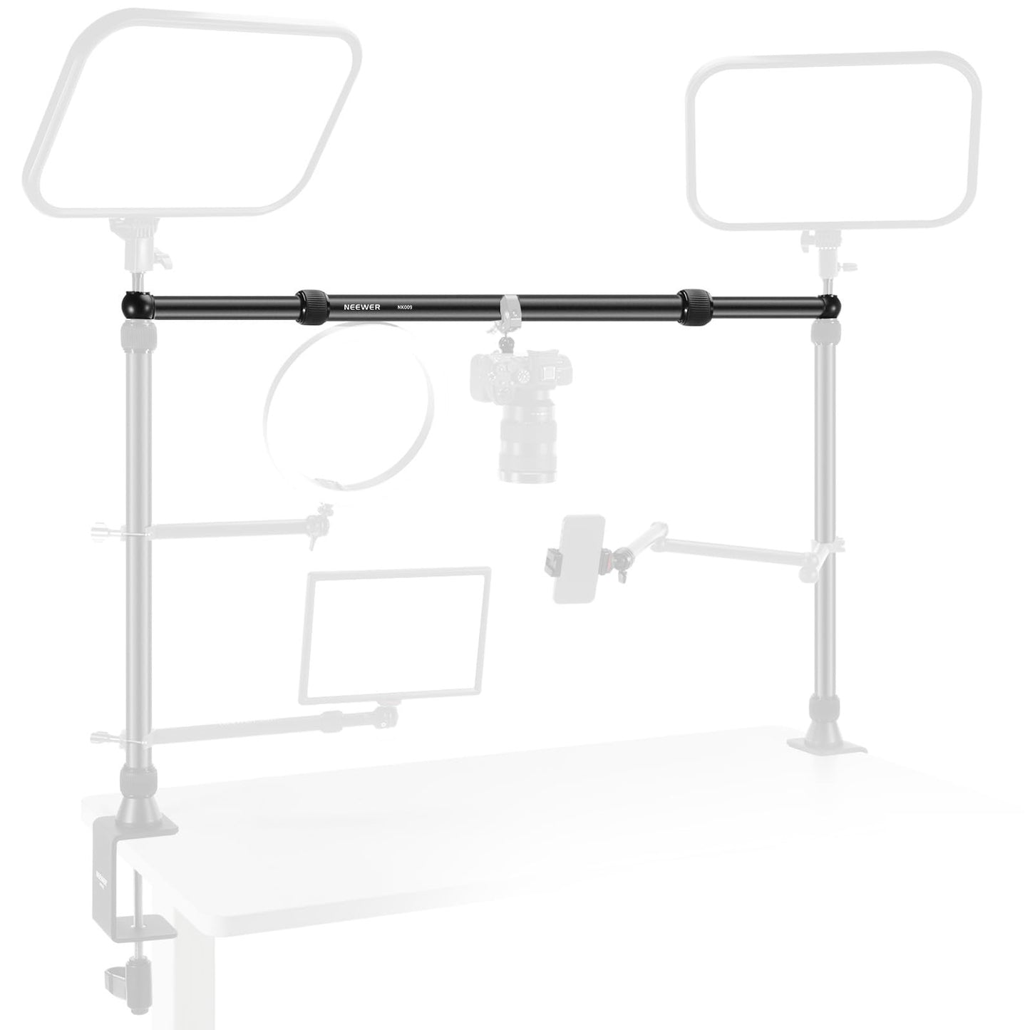NEEWER 85-150cm Horizontal Boom Arm only for NEEWER NK002 NK003 Overhead Table Camera Mount Rig Webcam Stand, Telescopic Cross Arm for Mobile Phone Holder LED Light Video Recording Streaming, NK009