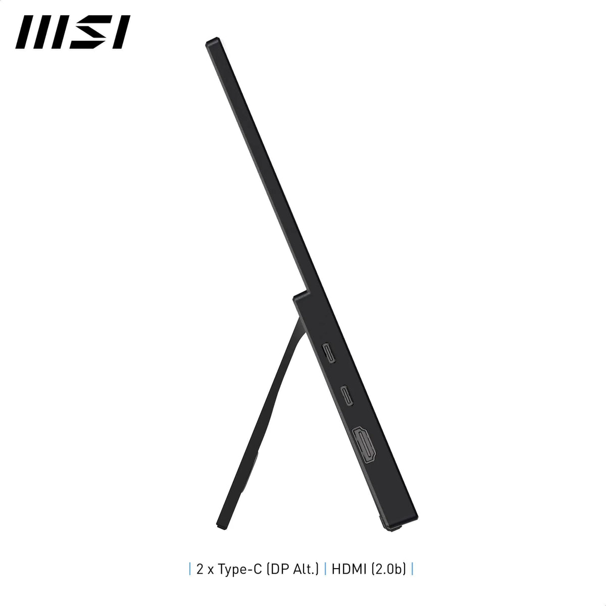Monitor portabil MSI PRO MP165A E6 de 15.6 inci, FHD, 1920x1080 IPS, 60Hz, 4ms, protecție pentru ochi, difuzor/microfon încorporat, HDMI 2.0b, USB C (15WPD), montare Vesa, negru - 4711377390163
