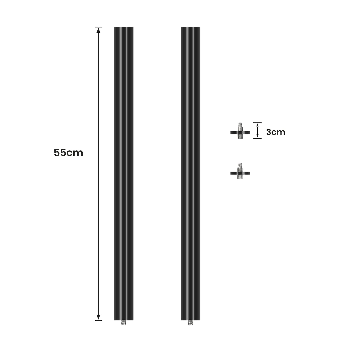 TARION Camera Table Tripod Main Rod Set: Camera Overhead Tripod Table Mount Accessories for Titanrig Cart Lite Z Table Tripod Set (2 x 550 mm) - TitanRig-Rod-550x2