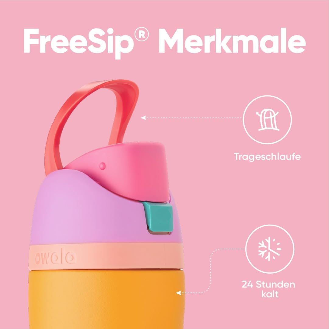 Owala FreeSip Insulated Stainless Steel Drinking Bottle with Straw, 710ml - BPA Free, Ideal for Sports, Fitness, Outdoor and Travel, Tropical - C05131