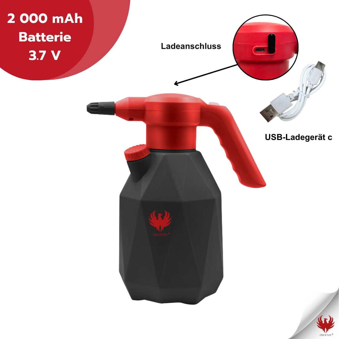Phoenix - Electric garden sprayer Easy Sprayer 2L | Cordless pressure sprayer with rechargeable battery and 3H running time ABS/HDPE weed sprayer | Lightweight and durable
