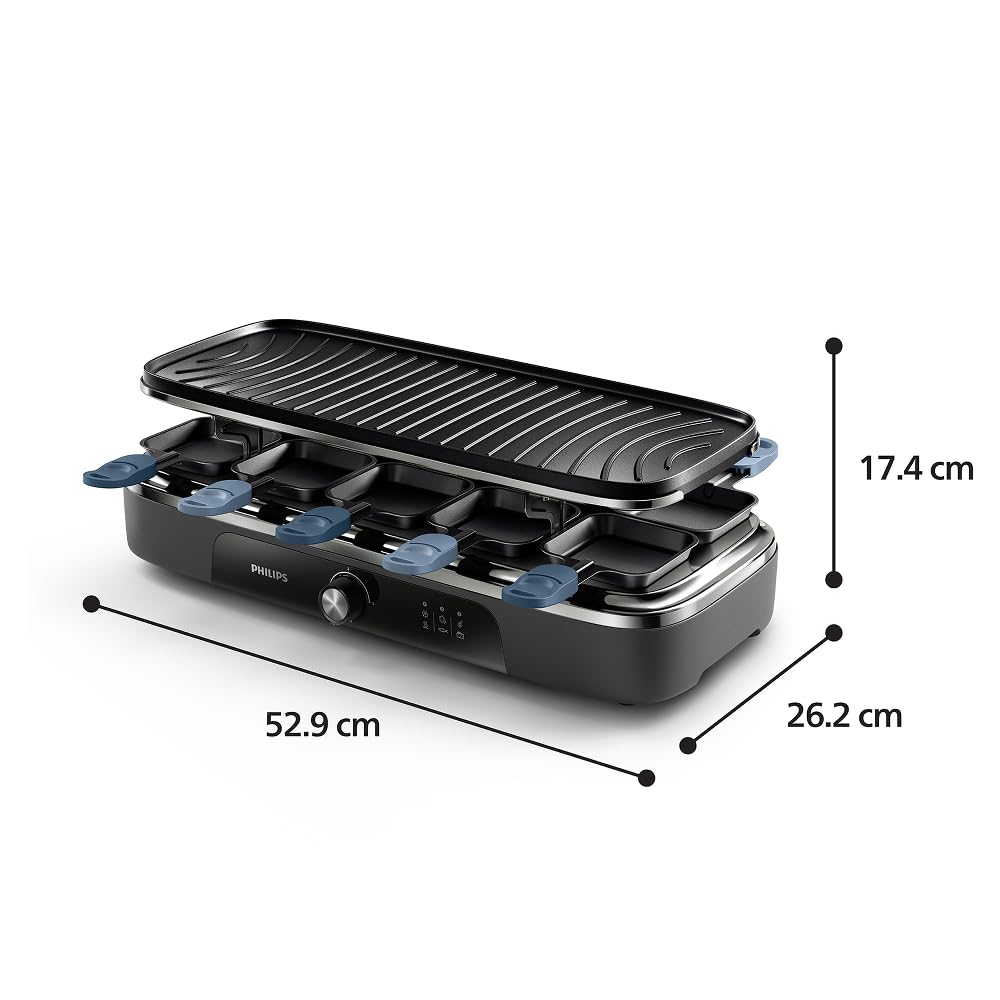 Grătar Raclette Philips 2-in-1 5000 Series, Control al temperaturii, 1500W - HD6421/85