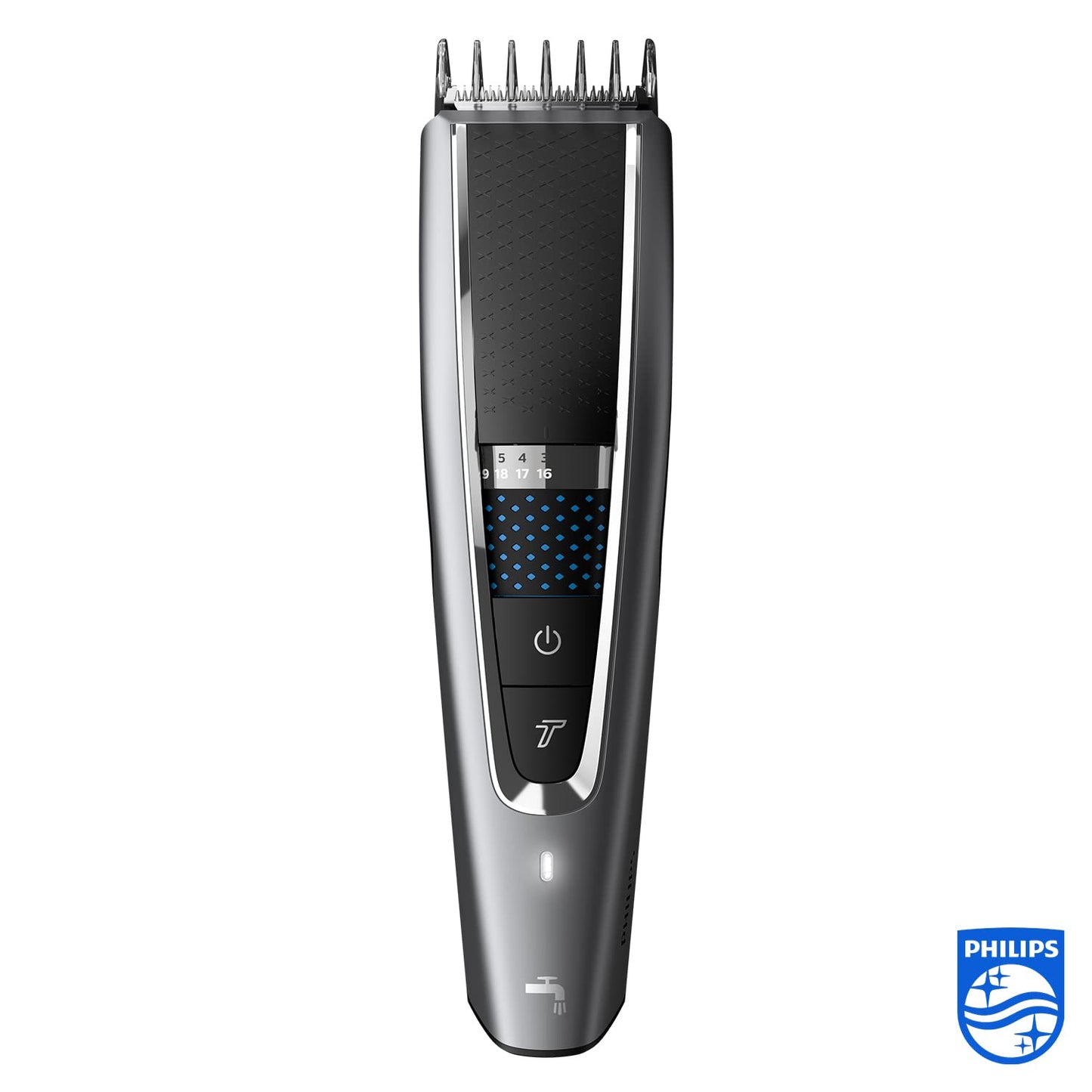 Philips Hair Clipper Series 5000, hair trimmer with Trim-n-Flow Pro technology, 28 length settings, 90 min battery operation with 1 hour charging time, fast, even haircut (model HC5650/15)