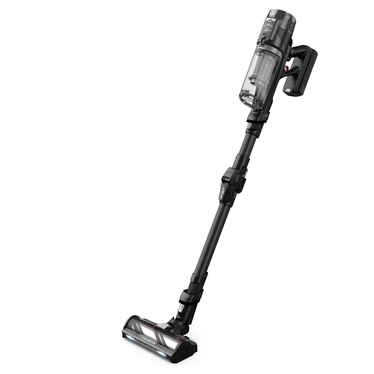 Rowenta X-Force Flex 12.60 Neo cordless vacuum cleaner, weighing only 1.6 kg as a handheld vacuum, 150 Air Watts, 60 minutes of runtime, flexible hose, digital control display, LED lighting, Black, RH9L55E0