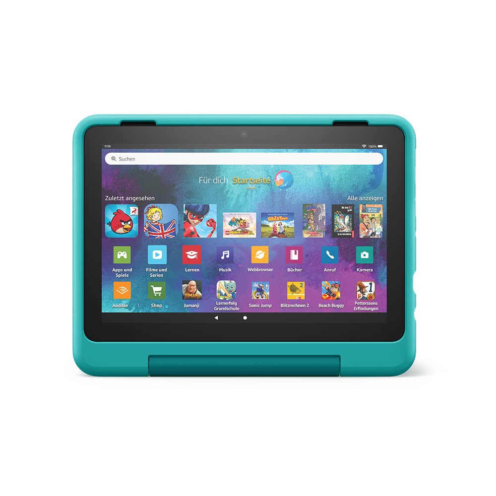 Child-friendly case from Amazon for the Fire HD 8 tablet (only compatible with 12th generation, 2022), teal - 53-028589