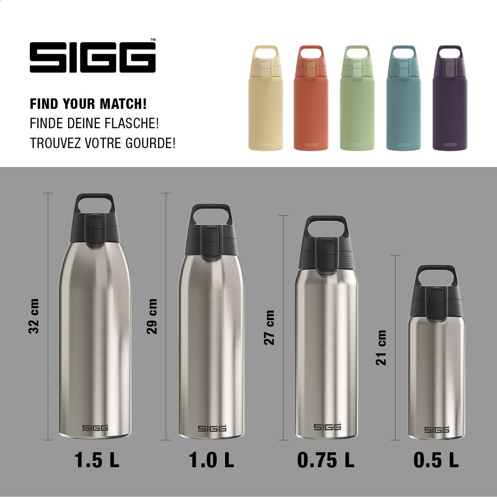 SIGG - Insulated drinking bottle - Thermos bottle Shield Therm One Brushed - carbonated drinks - leak-proof - dishwasher safe - BPA-free - 90% recycled stainless steel - silver - 0.5L - 6217.80