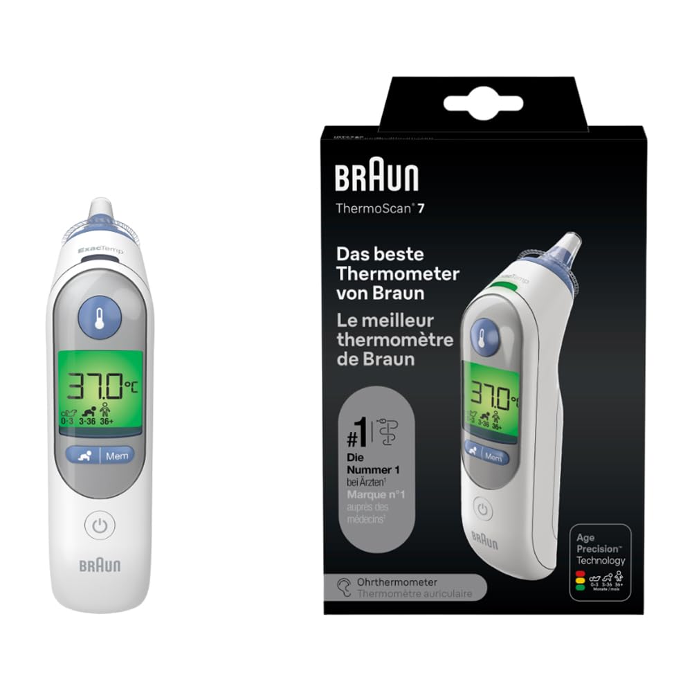 Braun ThermoScan 7 Ear Thermometer BRAIRT6520 | Age Precision Technology | Color-Coded Digital Display | Baby and Toddler Friendly | The #1 Brand Among Doctors(1)