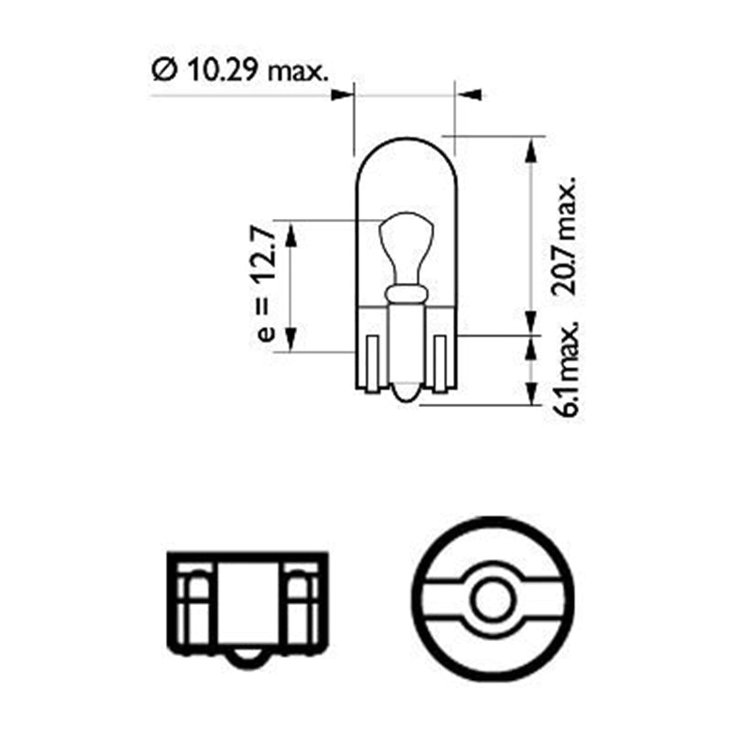 Philips 12961B2 Vision W5W Signallampe, 2er Blister, 13.50x9.50x13.50