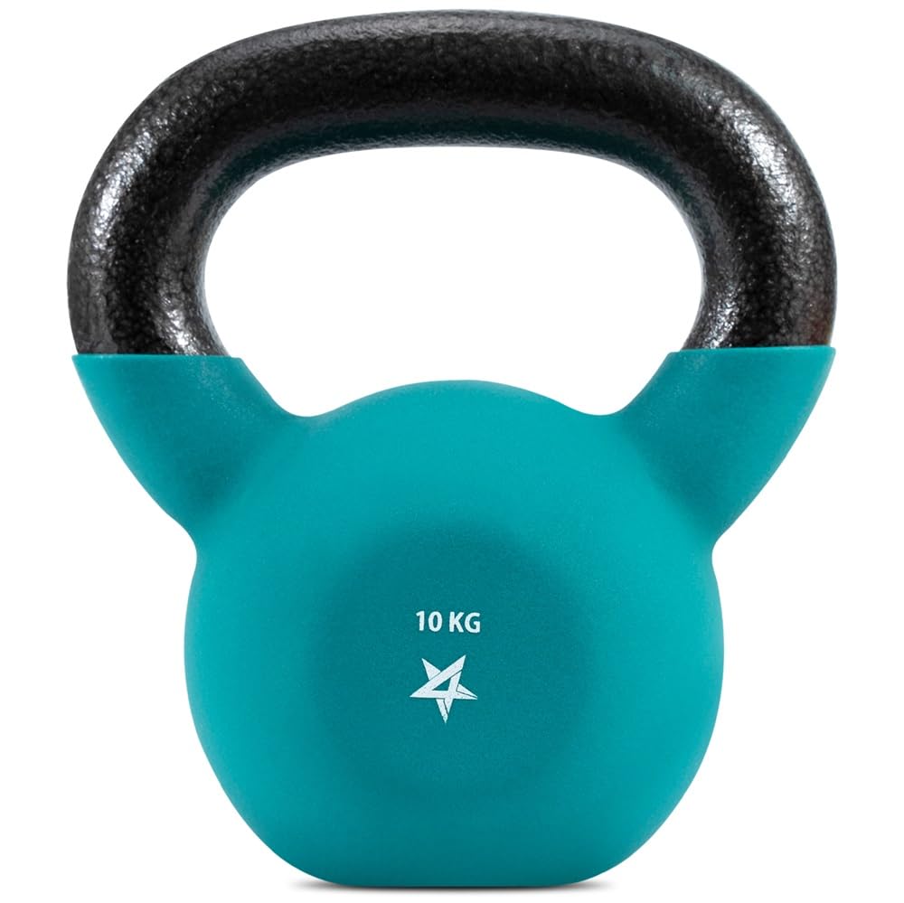 Yes4All YCBQ Neoprene Coated Kettlebell, Strength Training Kettlebells - 10KG Turquoise