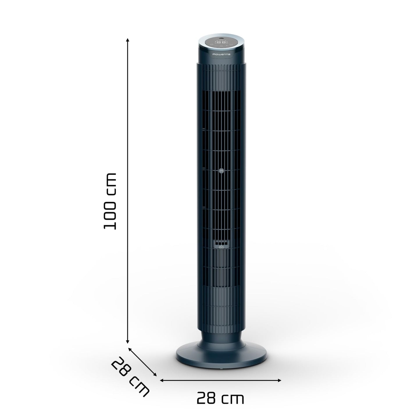 Rowenta Eole Silence Force Tower Fan, Powerful, Silent Mode, 12 Speed Levels, 5 Automatic Modes, Timer, 60-90° Panning, Remote Control, Dust Cover, Blue, VU7050F0