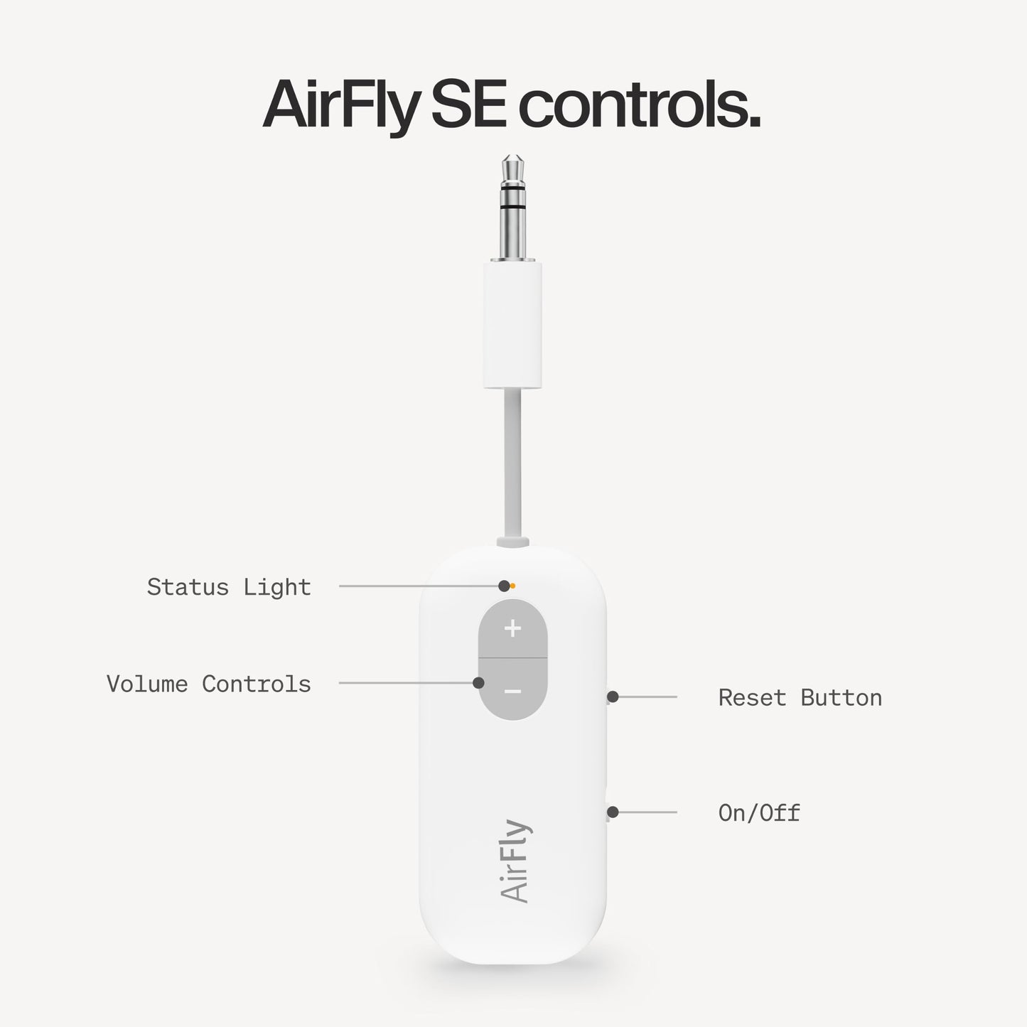 Twelve South AirFly SE Bluetooth Wireless Transmitter/Adapter for AirPods/Wireless or Noise Canceling Headphones; Use on airplanes and gyms, 20+ hours of battery life - TS-2516