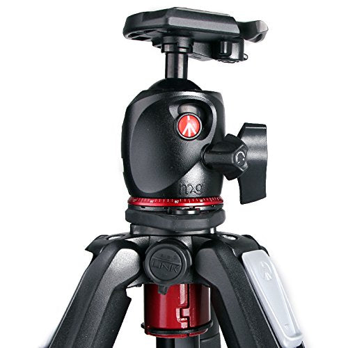 Manfrotto MK055XPRO3-BHQ2 Stativ din aluminiu cu cap de bilă XPRO & plăcuță de schimb rapid 200PL – Stativ profesional în 3 părți pentru camere DSLR & mirrorless, negru