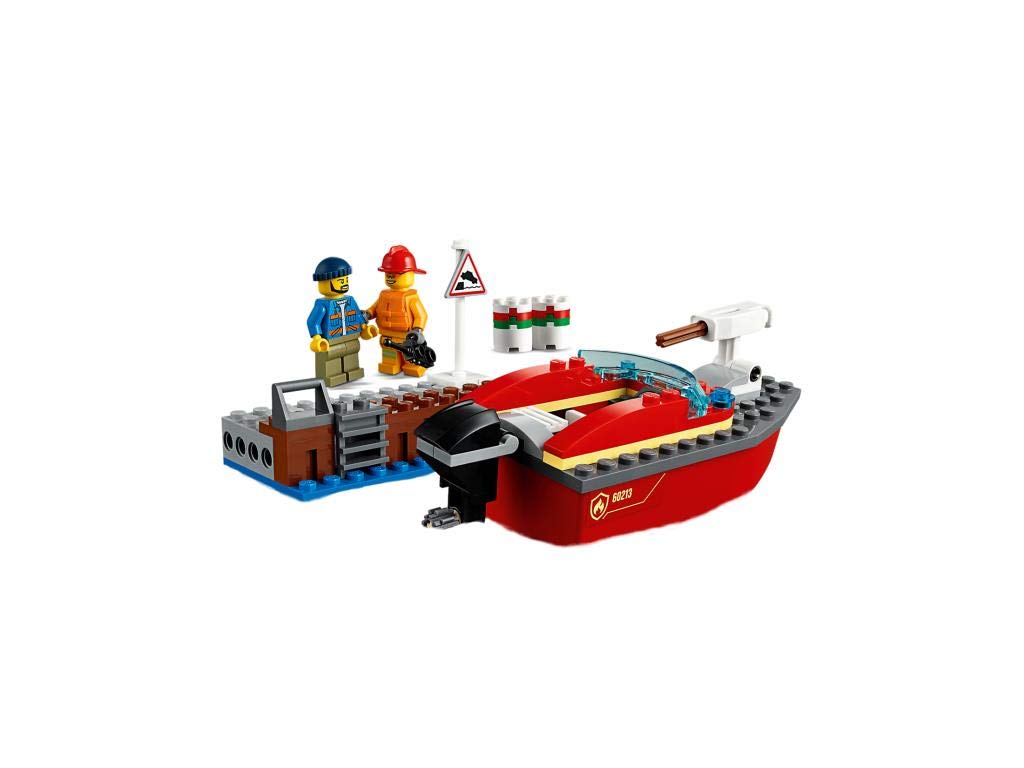 LEGO 60213 City Fire Department at the Harbor Set with Water Cannon and Fire Department Minifigure, Bath Toy for 5 Year Olds