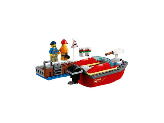 LEGO 60213 City Fire Department at the Harbor Set with Water Cannon and Fire Department Minifigure, Bath Toy for 5 Year Olds