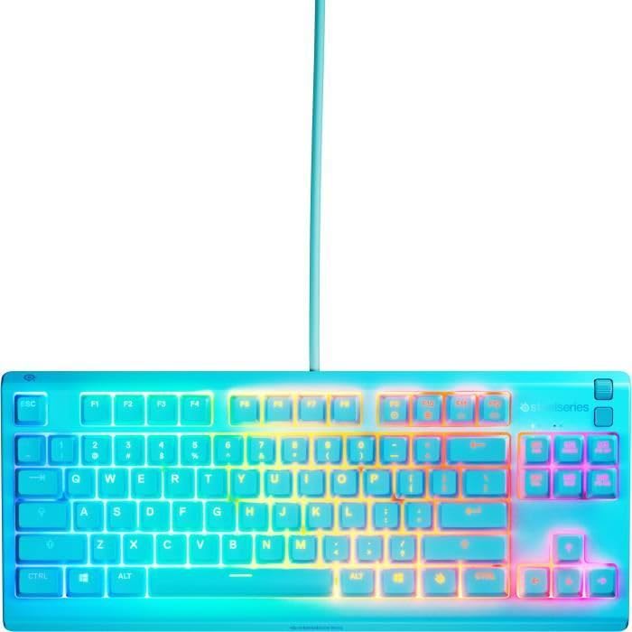 SteelSeries Apex 3 TKL Aqua RGB Tastatur pentru gaming – Formă compactă Tenkeyless – Iluminare RGB pe 8 zone – Rezistentă la apă și praf – Switch-uri pentru gaming foarte silențioase - Layout FR AZERTY - 64937