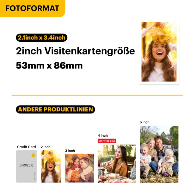 Kodak Mini Shot 2 ERA 4PASS 2-in-1 instant camera and photo printer (5.3x8.6cm) (photo printer + 8 sheets, yellow) - MS200