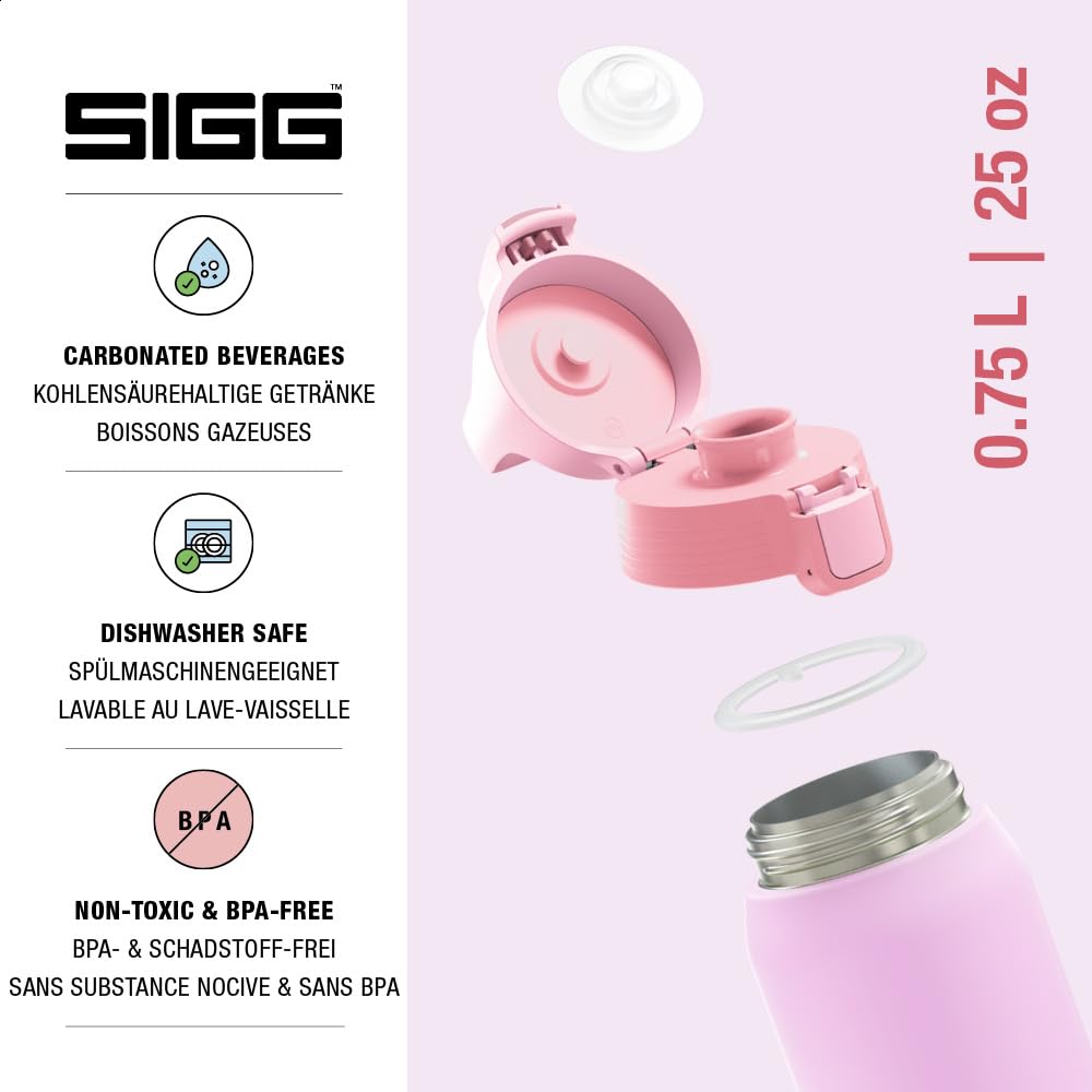 SIGG - Insulated drinking bottle - Thermos bottle Shield Therm One Multicolor Petal - carbonated drinks - leak-proof - dishwasher safe - BPA-free - 90% recycled stainless steel - pink - 0.75L - 6228.40