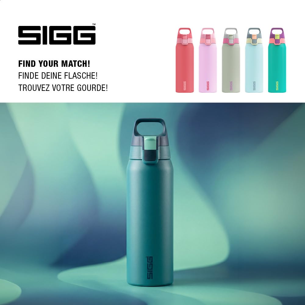 SIGG - Insulated drinking bottle - Thermos bottle Shield Therm One Multicolor Ocean - carbonated drinks - leak-proof - dishwasher safe - BPA-free - 90% recycled stainless steel - green - 0.75L - 6228.10