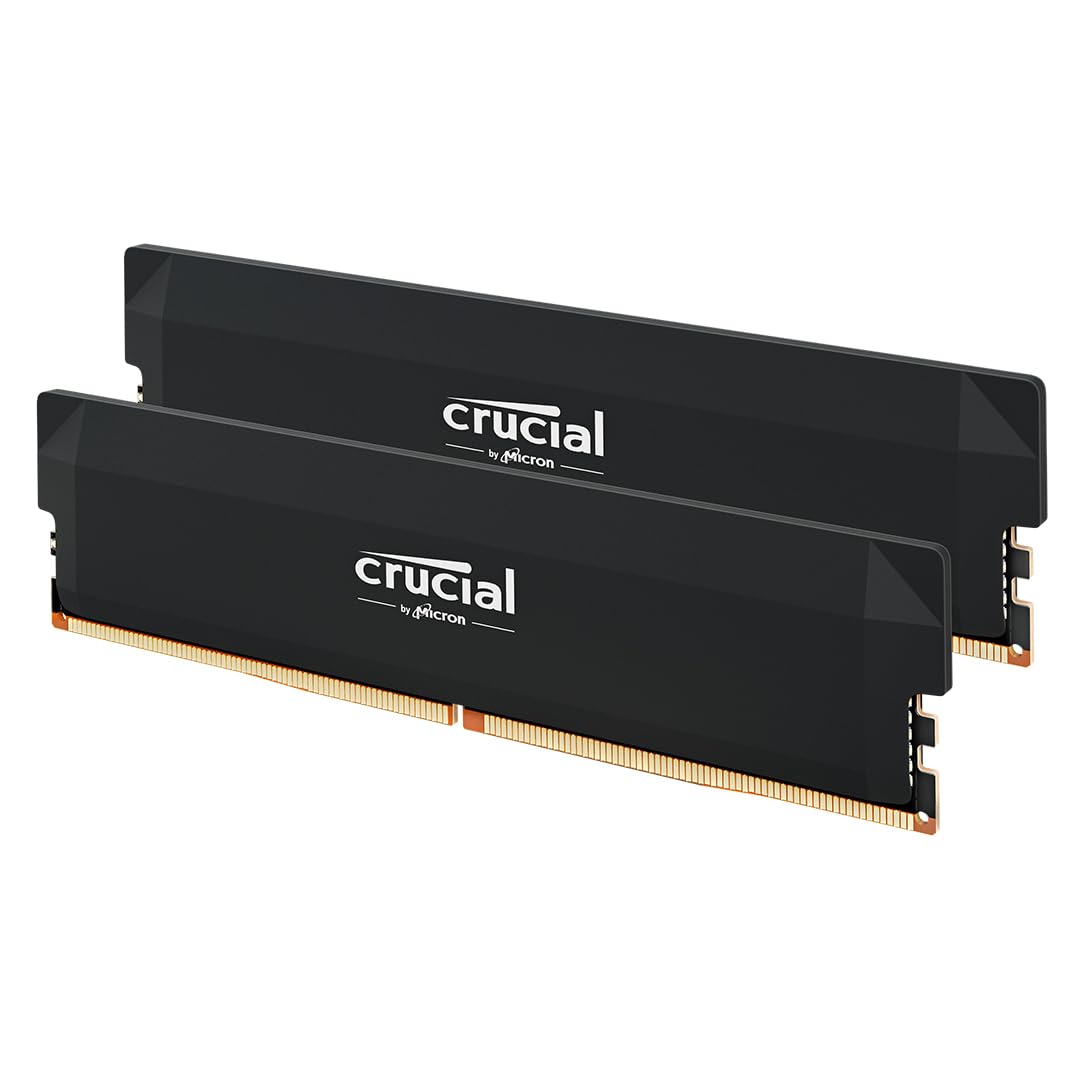 Crucial Pro DDR5 RAM 32GB Kit (2x16GB) 6000MHz CL36, Overclocking Gaming, Intel XMP 3.0 / AMD Expo, memorie pentru PC, negru - CP2K16G60C36U5B