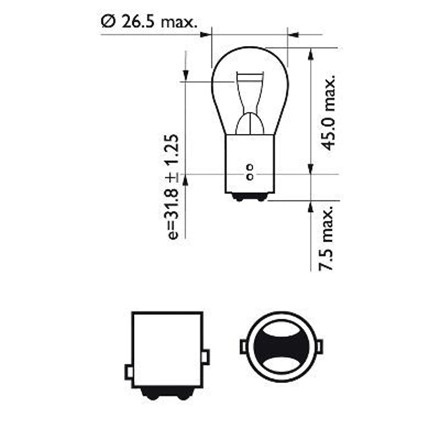 Philips 12499B2 ball lamp Vision P21/5W signal lamp, blister pack of 2, 13.50x9.50x13.50, white - 0730013