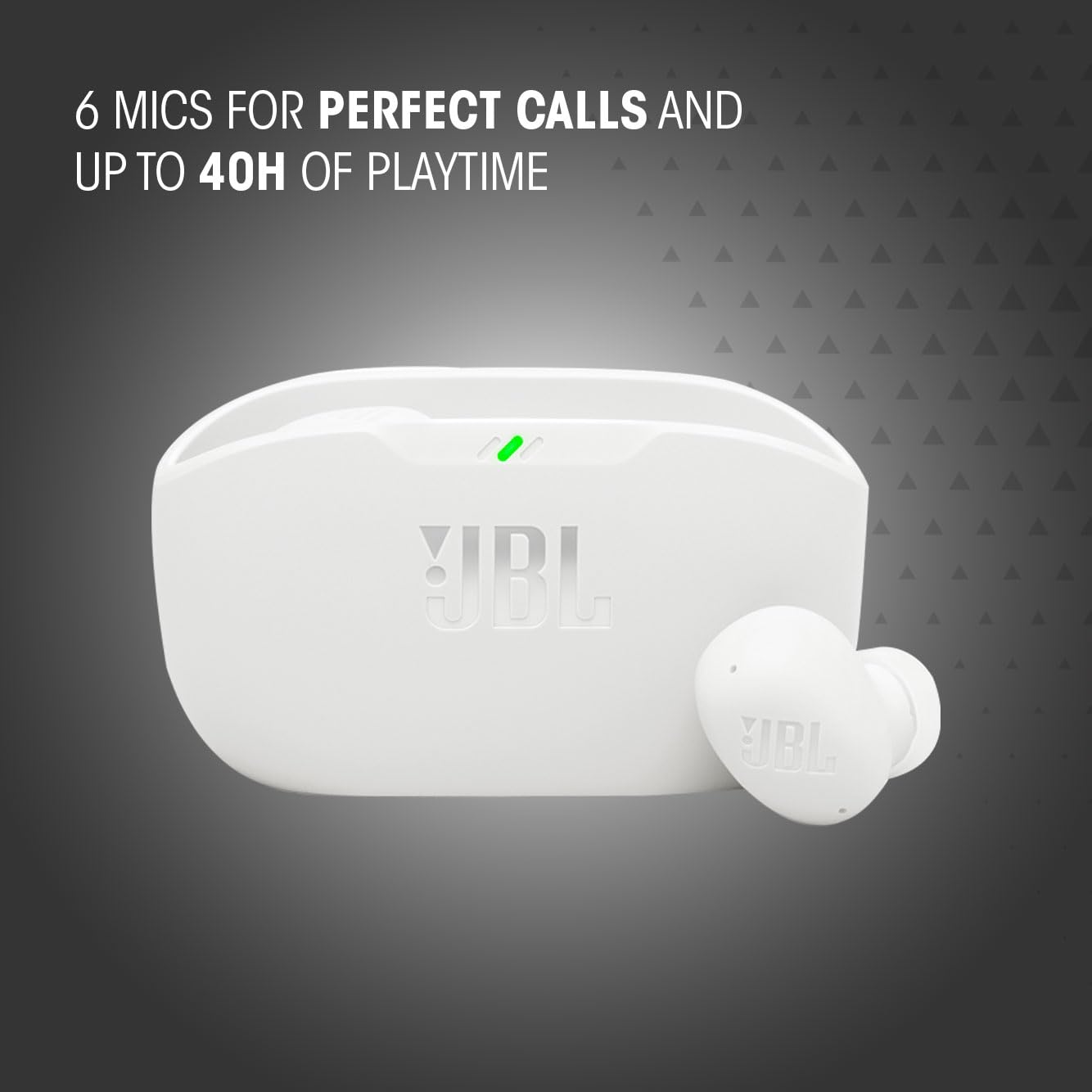 JBL Wave Buds 2, wireless Bluetooth in-ear headphones with noise canceling, 40 h playback, JBL Pure Bass Sound, Smart Ambient technology, IP54 water and dustproof, multipoint connection, white - JBLWBUDS2WHT