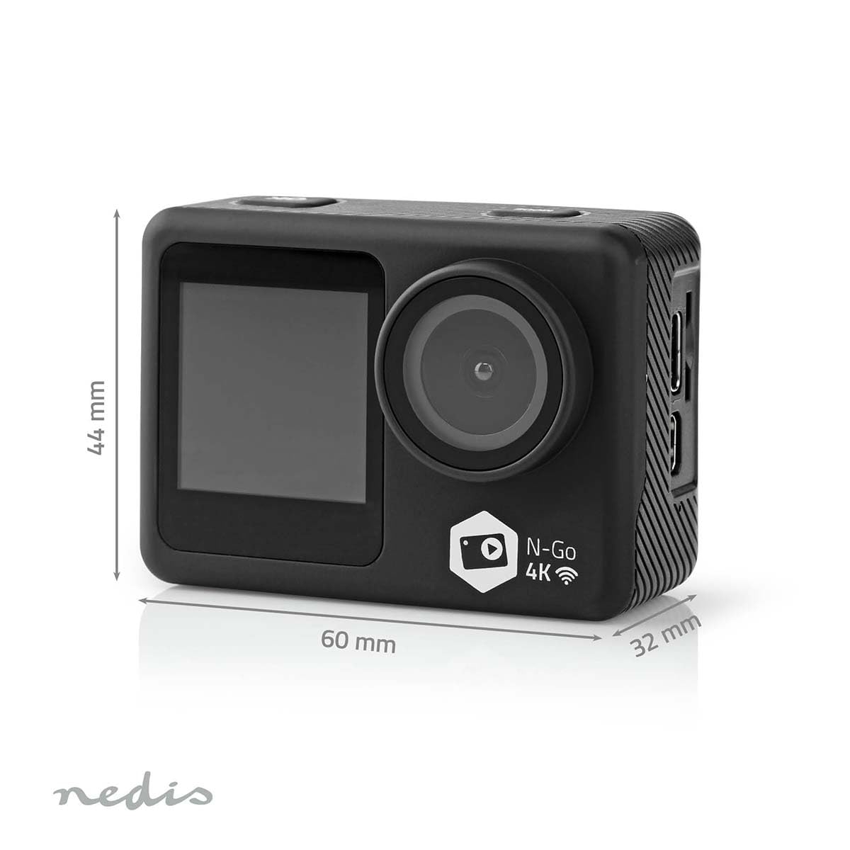 Nedis Action Cam | 4K@30fps | 16 MPixel | Rezistentă la apă până la: 30.0 m | 90 min | Wi-Fi | Aplicație disponibilă pentru: Android™ / IOS | Inclus: suport | Negru - ACAM51BK