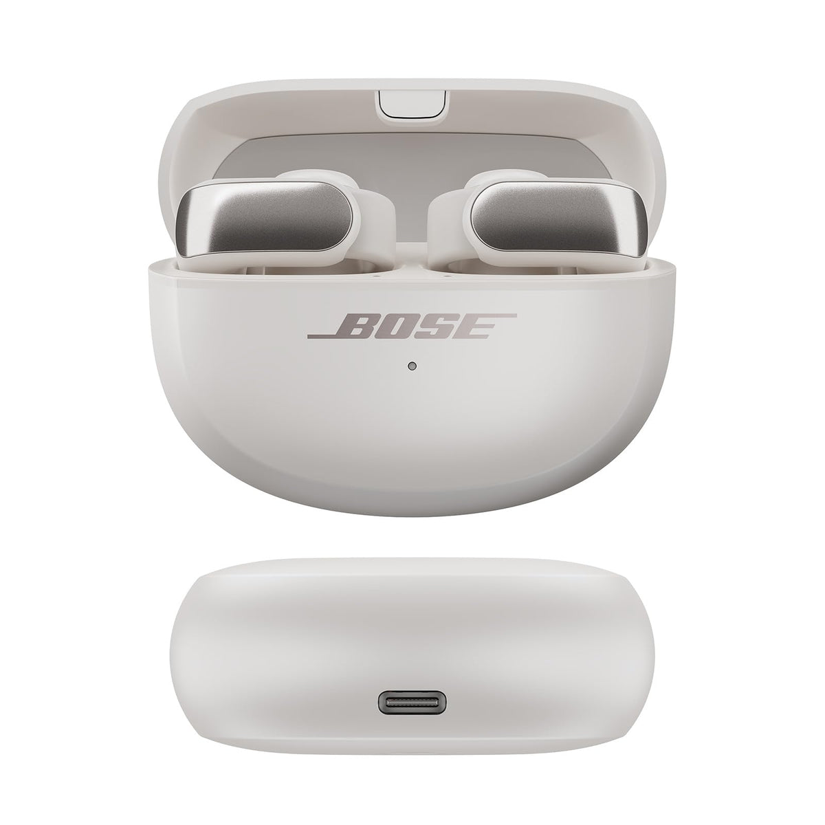 Bose Ultra Open Earbuds with Bluetooth and OpenAudio technology, Clip On headphones, wireless Open Ear Earbuds, immersive audio, up to 48 hours battery life, Smoke White - 881046-0020