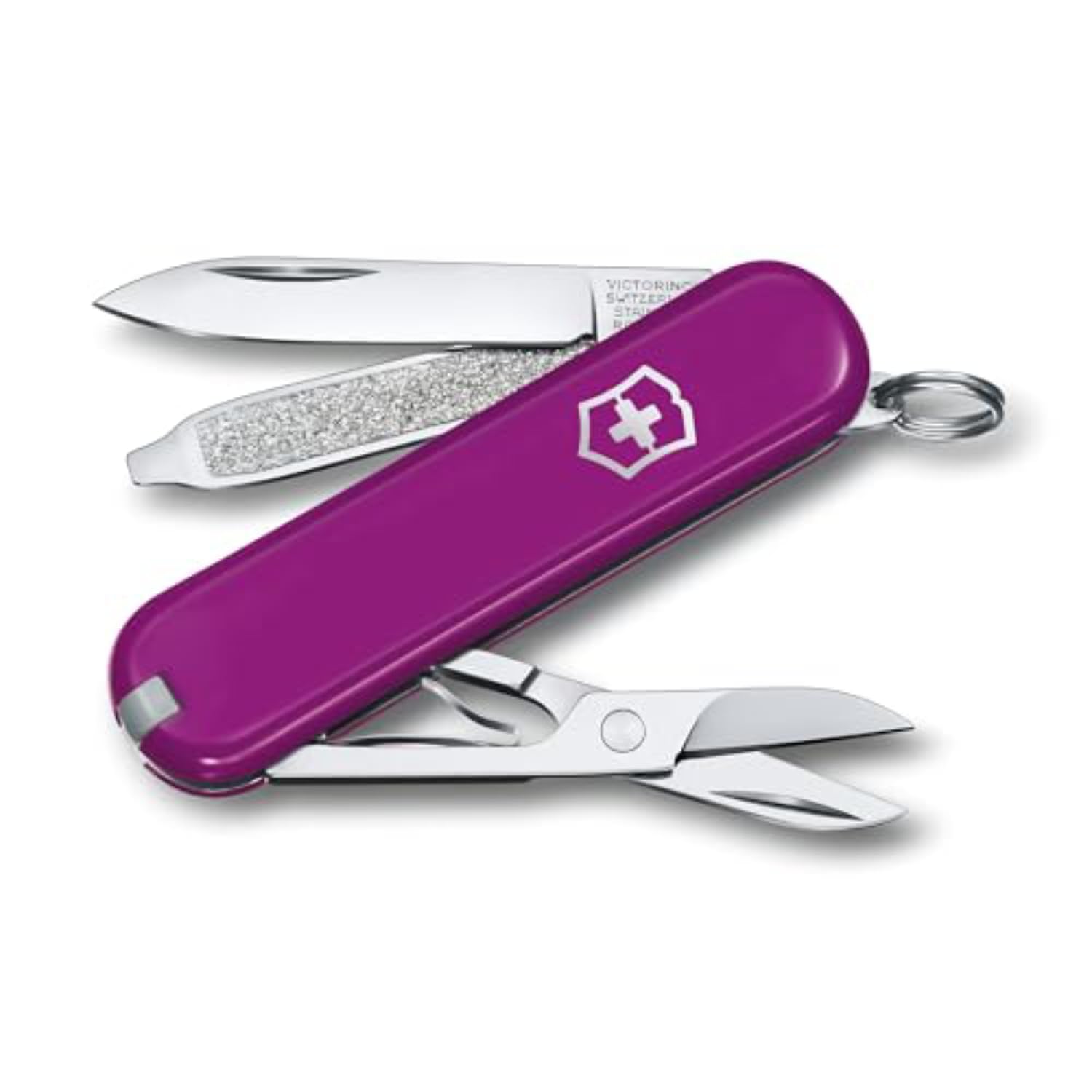 Victorinox Swiss Army Knife, Small, Classic SD, Multitool, Swiss Army Knife, Gift, 7 Functions, Blade, Nail File, Purple - 0.6223.52G