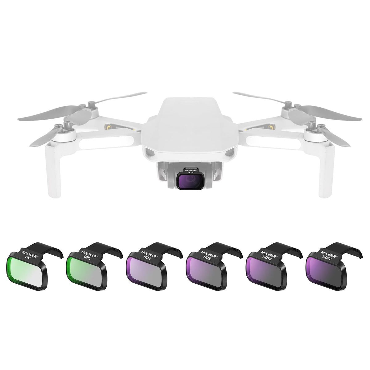 NEEWER Pachet de 6 set de filtre ND compatibile cu DJI Mini 4K/2/Mavic/SE/2 SE, accesorii pentru lentile dronei, filtru de densitate neutră UV CPL Snap On ND4/ND8/ND16/ND32, sticlă HD cu acoperire multiplă, sigur pentru cardan, FL-B31
