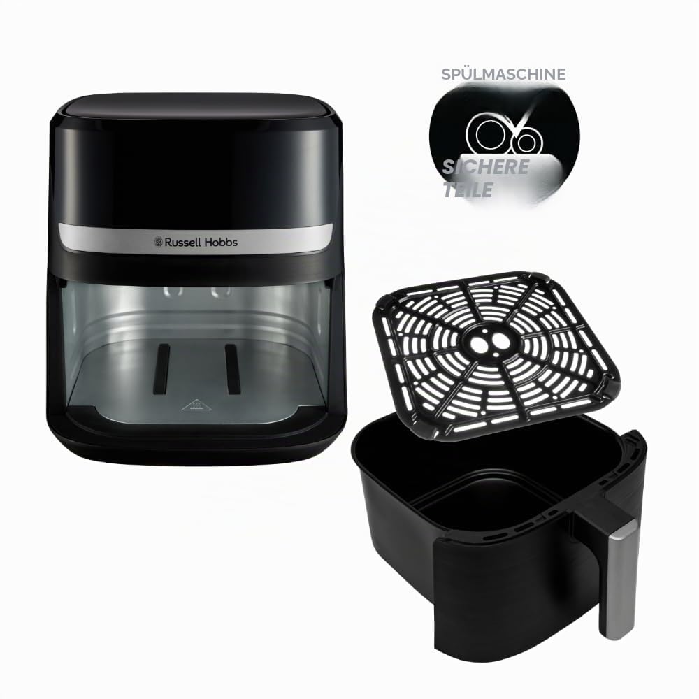 Russell Hobbs hot air fryer XL 5.5 l Rapid AirFryer (compact housing, very quiet) SatisFry (9 programs, dishwasher safe, deep fryer without oil, touch screen, grilling, baking) 27621-56