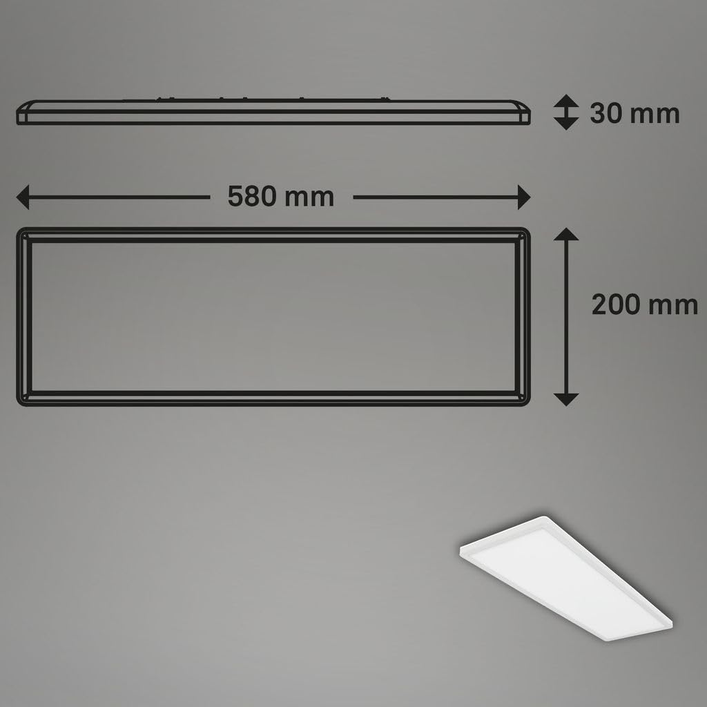 BRILONER - LED ceiling lamp with indirect light, 58cm, 22W, 3,000lm, flat, neutral white light color, lamp, ceiling light, living room lamp, LED panel, kitchen lamp, living room light, 58x20x3 cm, white - 7402-416