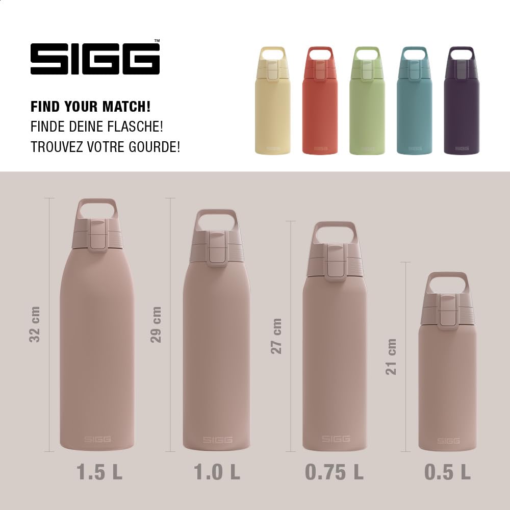 SIGG - Insulated drinking bottle - Thermos bottle Shield Therm One Dusk - carbonated drinks - leak-proof - dishwasher safe - BPA-free - 90% recycled stainless steel - warm gray - 0.5L - 6022.10