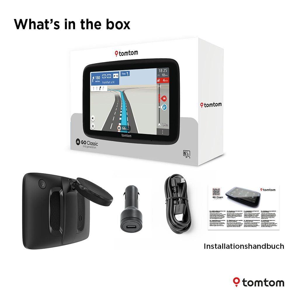 TomTom car navigation system GO Classic 2nd (6 inches, traffic jam avoidance thanks to TomTom Traffic, map updates for Europe included, updates via WiFi, dynamic lane assistant, integrated, reversible holder) - 1YF6.002.00