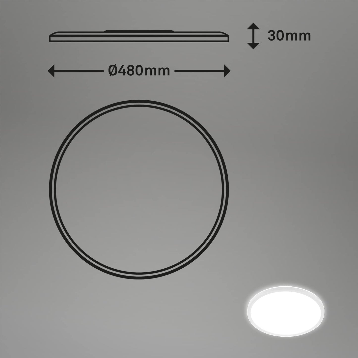 BRILONER - LED ceiling lamp with indirect light, flat, neutral white light color, lamp, ceiling light, living room lamp, LED panel, kitchen lamp, ceiling lighting, hallway, 48x3 cm, white - 3428-016