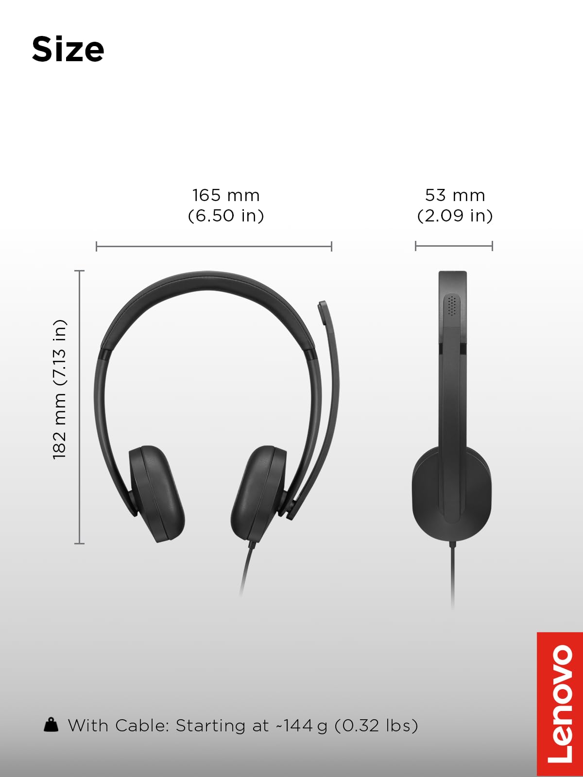 Lenovo 5000 - Cască - Pe ureche - cablu - USB-C - Negru - Certificat pentru Microsoft Teams - 4XD1R88995