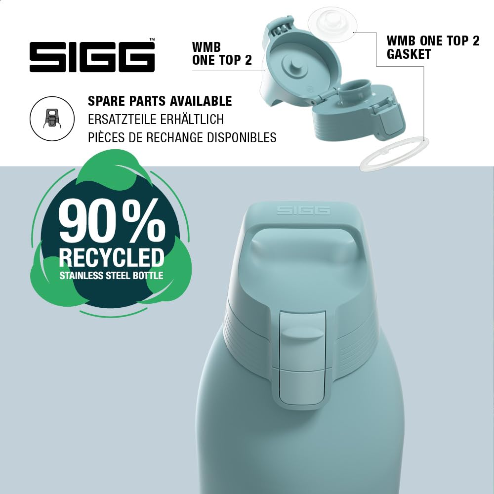 SIGG - Insulated drinking bottle - Thermos bottle Shield Therm One Morning Blue - carbonated drinks - leak-proof - dishwasher safe - BPA-free - 90% recycled stainless steel - gray blue - 1.5L - 6218.80