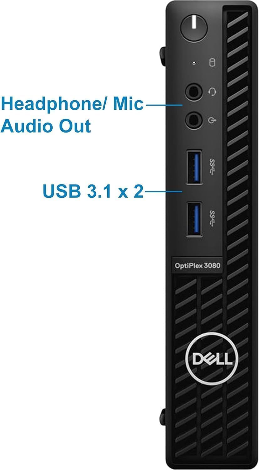 Dell OptiPlex 3080 Mini Desktop-PC, Intel Core i5-10500T, 16GB RAM, 512GB SSD, US-Layout, QWERTY, WiFi, Bluetooth, Windows 11 Pro (Refurbished)