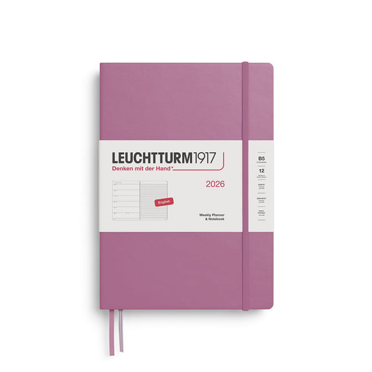 LEUCHTTURM1917 372643 Weekly Calendar & Notebook Composition (B5) 2026, Dusty Rose, English