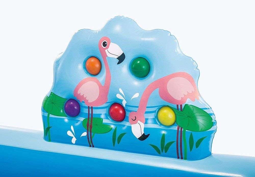 INTEX "Jungle Adventure Play" Inflatable Paddling Pool for Children Children's Pool Set 244 x 198 x 71cm Jungle World Flamingo, Crocodile, Hippopotamus & Monkey, Rain Shower & Slide, 550 l (57161NP)