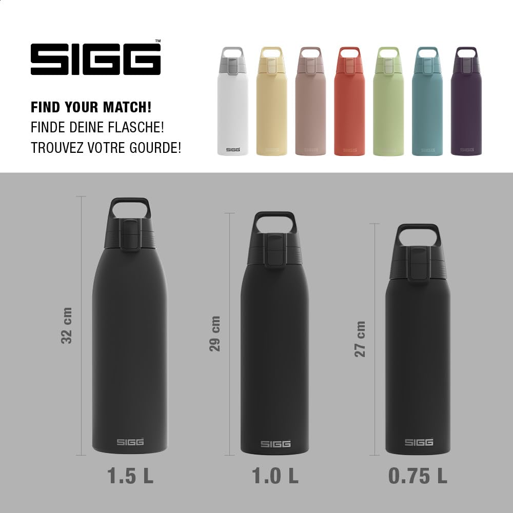 SIGG - Insulated drinking bottle - Thermos bottle Shield Therm One Black carbonated drinks - Leak-proof - Dishwasher safe - BPA-free - 90% recycled stainless steel - Black - 0.75L - 6053.10