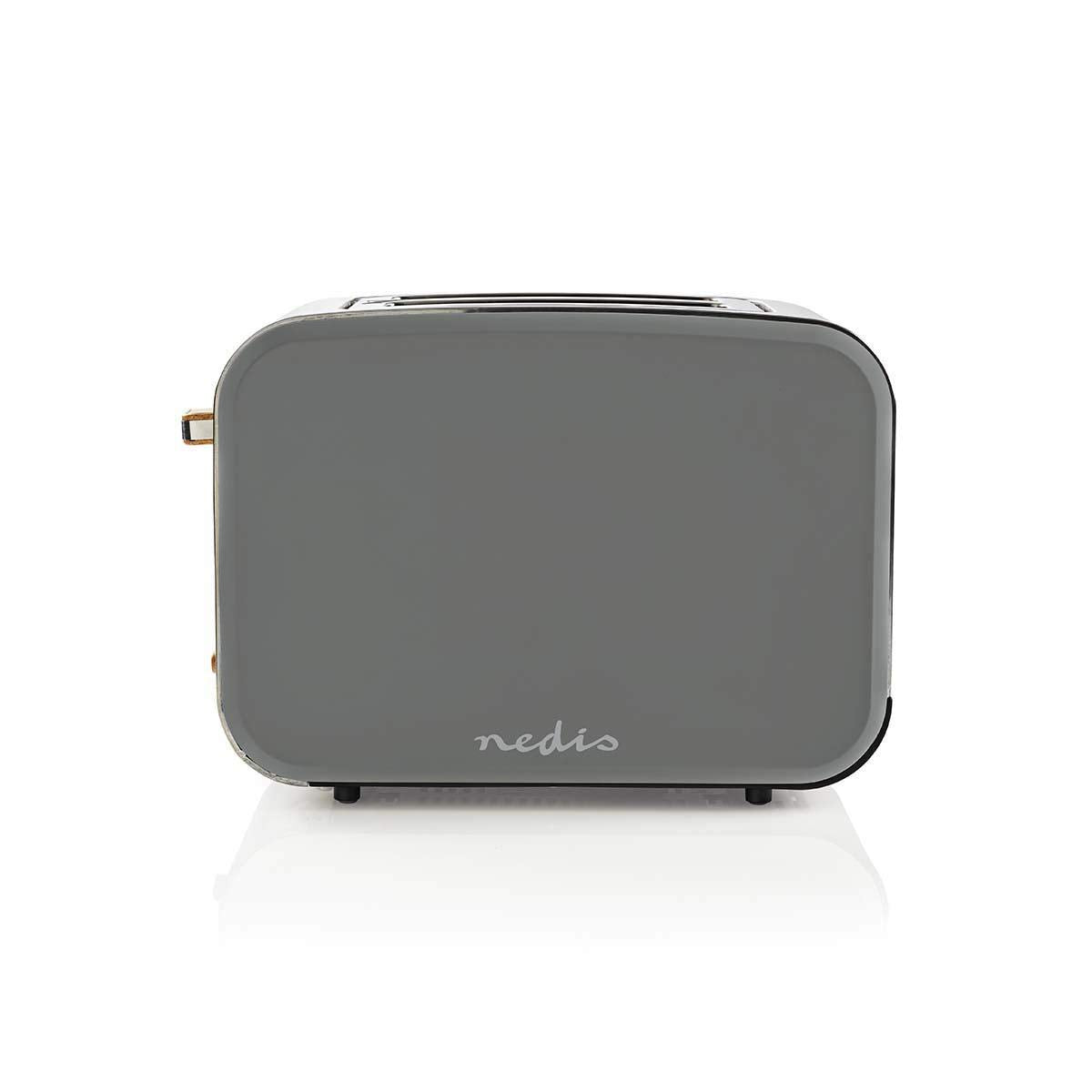 Nedis Soft Touch Toaster for 2 slices of toast, bagels, or muffins – With 6 browning levels, reheat, defrost, and cancel functions – Gray - KABT510EGY