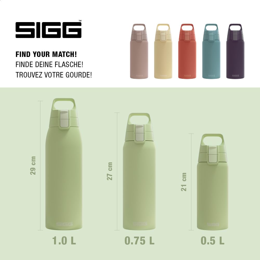 SIGG - Insulated drinking bottle - Thermos bottle Shield Therm One Eco Green - carbonated drinks - leak-proof - dishwasher safe - BPA-free - 90% recycled stainless steel - light green - 0.5L - 6022.20