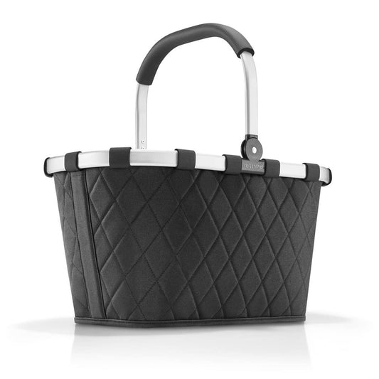 reisenthel carrybag rhombus black – Stable shopping basket with lots of storage space and practical inner pocket – Elegant and water-repellent design - BK7059