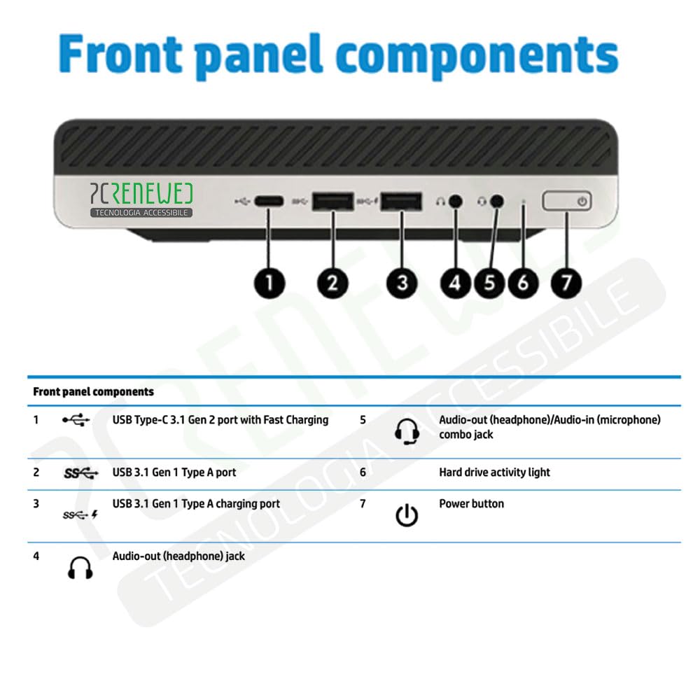 HP EliteDesk 600 G4 Mini PC Desktop Refurbished | Intel Core i5 8. Gen | 16 GB DDR4 RAM | 256 GB NVMe SSD | WiFi | TPM 2.0 | Windows 11 Pro + Office 2021 (Recondiționat) - X00G4