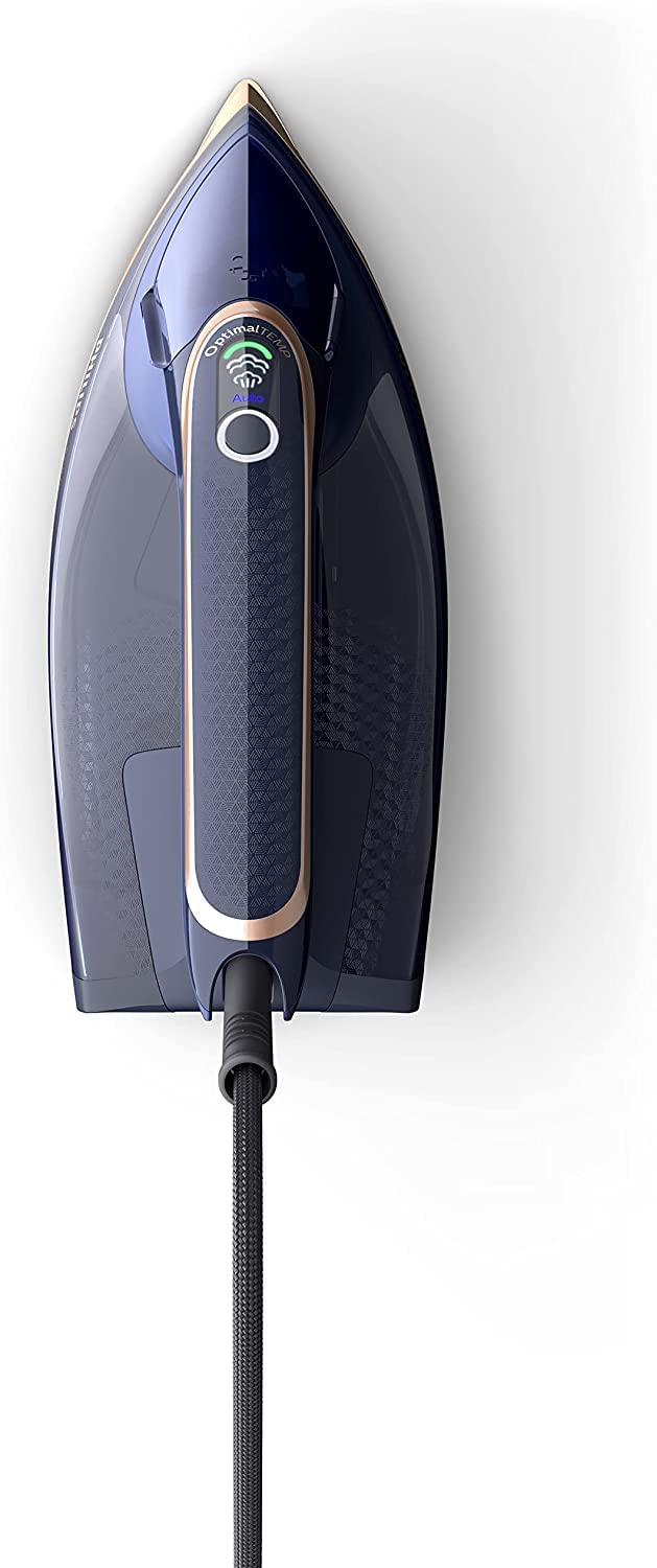 Philips Azur 8000 Series Steam Iron - 85 g/min continuous steam, 260 g turbo steam boost, 3000W, OptimalTEMP technology, SteamGlide Elite soleplate, dark blue (DST8050/20)