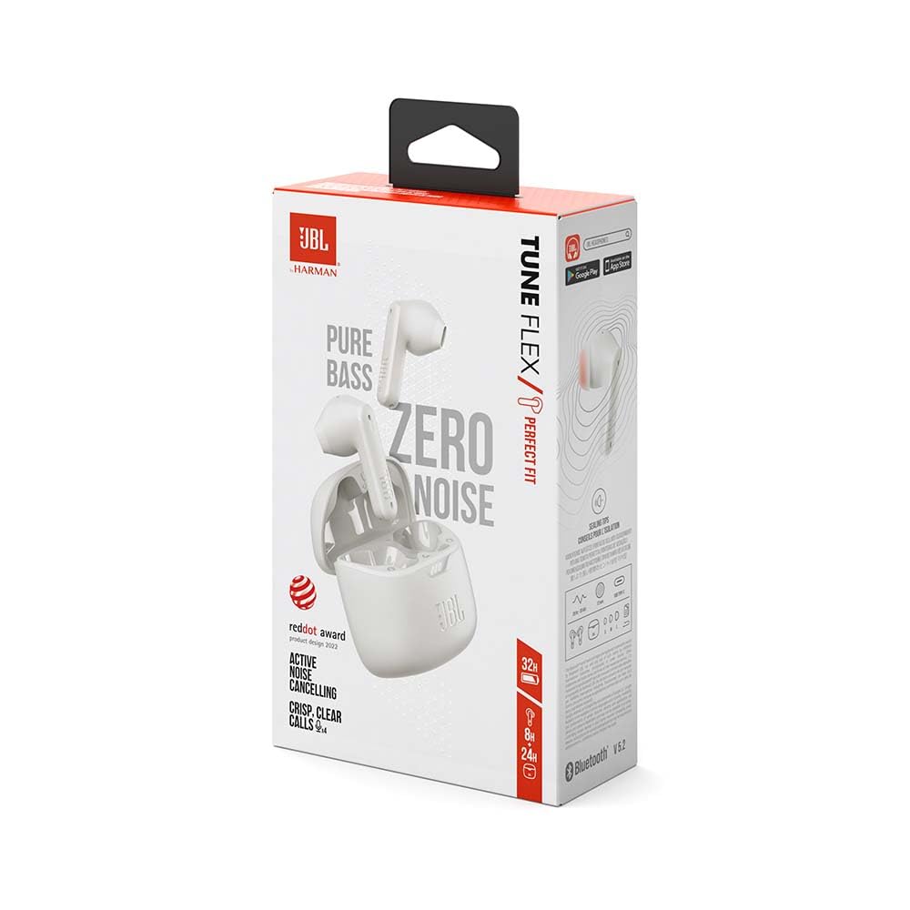 JBL Tune Flex TWS - waterproof, true wireless in-ear headphones with noise canceling - white - with up to 32 hours of music playback - JBLTFLEXWHT