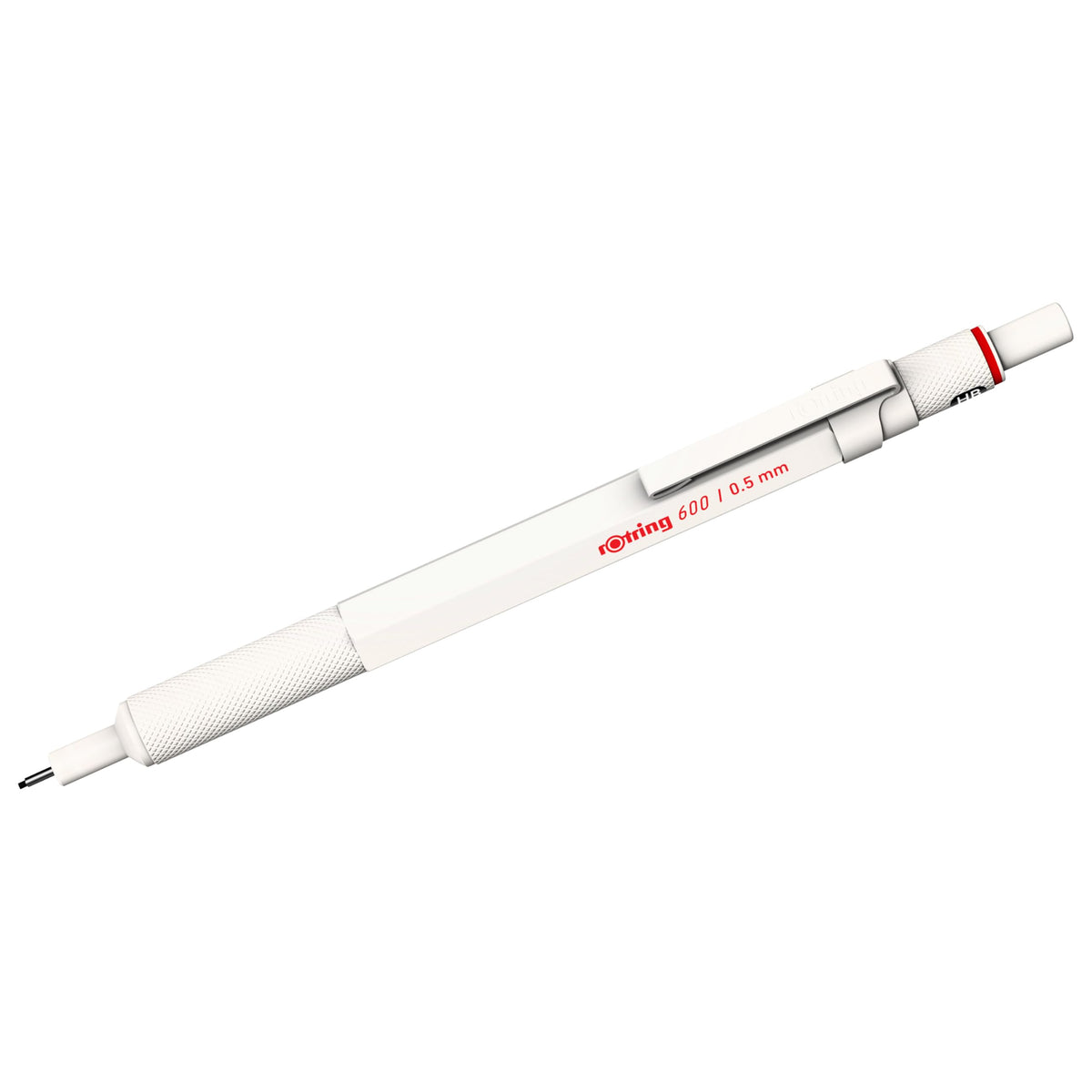 rOtring 600 Mechanical Pencil | HB Lead 0.5 mm | Twist Mechanism Pencil with Full Metal Body | Pearl White | Non-slip Knurled Grip Zone and Hexagonal Shaft - 2158795